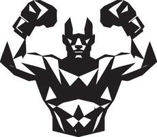 combattente logo, boxe isolato Basso poligonale vettore illustrazione, vettore nero colore silhouette 8