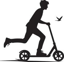 minimo Due su ruote calcio scooter con predone vettore silhouette, nero colore silhouette, bianca sfondo 6