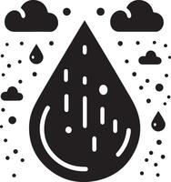 minimo pioggia far cadere icona simbolo, piatto illustrazione, nero colore silhouette, bianca sfondo 18 vettore