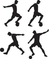 calcio giocatore posa vettore icona nel piatto stile nero colore silhouette, bianca sfondo 2