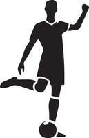 calcio giocatore posa vettore icona nel piatto stile nero colore silhouette, bianca sfondo 8