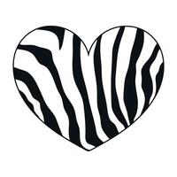 cuore con zebra Stampa struttura. cuore con animale modello. monocromatico cuore decorazione. vettore illustrazione