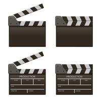 film applaudire tavola. film Aperto e vicino battagli, film produzione ciak. cinema battacchio tavole isolato vettore illustrazione impostato