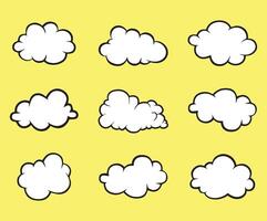 impostato di vettore nuvole. cartone animato nube collezione.