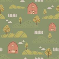 azienda agricola senza soluzione di continuità modello, primavera mano disegnato carino bambini sfondo Vintage ▾ retrò pallete vettore