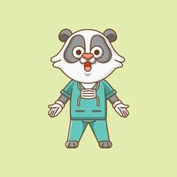 carino panda medico medico personale chibi personaggio portafortuna icona piatto linea arte stile illustrazione concetto cartone animato vettore