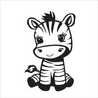 ai generato un' vettore illustrazione di un' nero e bianca zebra seduta