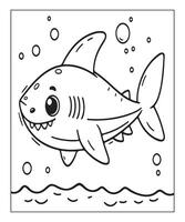 ai generato carino squalo colorazione pagina per bambini vettore