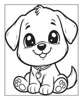 ai generato carino cane illustrazione colorazione pagina per bambini vettore