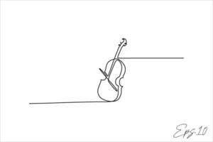 continuo linea vettore illustrazione design di violino musicale strumento