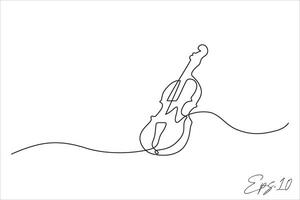 continuo linea vettore illustrazione design di violino musicale strumento