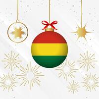Natale palla ornamenti Bolivia bandiera celebrazione vettore