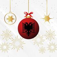 Natale palla ornamenti Albania bandiera celebrazione vettore