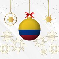 Natale palla ornamenti Colombia bandiera celebrazione vettore
