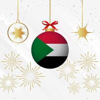 Natale palla ornamenti Sudan bandiera celebrazione vettore