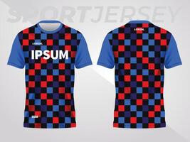 rosso e blu sport maglia modello design per calcio, calcio, da corsa, gioco, motocross, Ciclismo, e in esecuzione. davanti e indietro Visualizza modello vettore