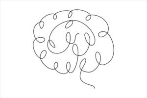 continuo uno linea disegno di umano cervello. mano disegnato minimalismo stile. cervello linea arte vettore illustrazione