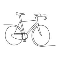 continuo uno linea in bicicletta schema su un' bianca sfondo vettore arte illustrazione