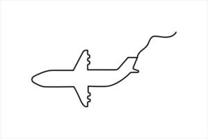 continuo uno linea airplan icona schema vettore arte illustrazione