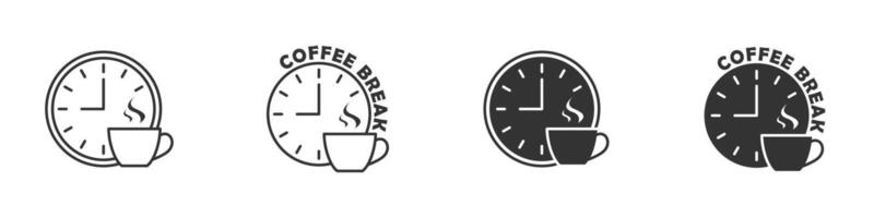 caffè rompere icona con scritta. caffè tempo simbolo. vettore illustrazione.