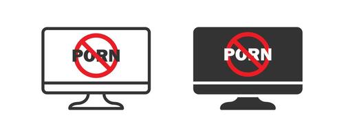 no porno icona su computer del desktop schermo. porno proibito icona. vettore