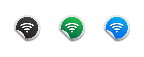 Wi-Fi colore icona adesivi. segnale simbolo. piatto vettore illustrazione.