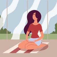 giovane donna in meditazione vettore