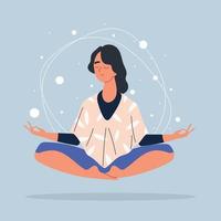 donna in posa di meditazione vettore