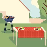 barbecue nel cortile vettore