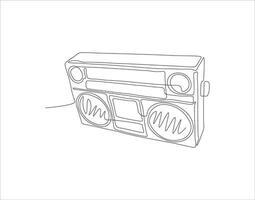 continuo linea disegno di vecchio stile analogico Radio nastro. uno linea di Radio nastro. Radio nastro continuo linea arte. modificabile schema. vettore