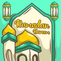 Ramadan kareem con cartone animato islamico illustrazione ornamento vettore