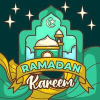 Ramadan kareem con cartone animato islamico illustrazione ornamento vettore