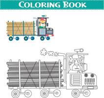 disegnato a mano colorazione libro per bambini' macchine e veicoli vettore