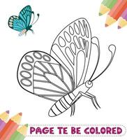 farfalla da colorare pagina illustrazione colorata vettore