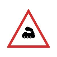 Icona del segnale stradale del treno del passaggio a livello di vettore