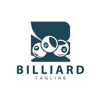 biliardo club logo design vettore gioco distintivo sport modello piscina tavolo con palla e bastone semplice illustrazione modello