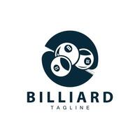 biliardo club logo design vettore gioco distintivo sport modello piscina tavolo con palla e bastone semplice illustrazione modello