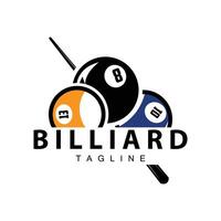 biliardo club logo design vettore gioco distintivo sport modello piscina tavolo con palla e bastone semplice illustrazione modello