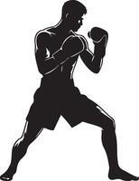 maschio kickboxing giocatore silhouette. vettore