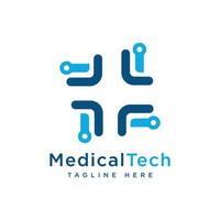 medico tecnologia cartello moderno creativo vettore logo modello