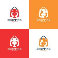 shopping commercio logo design creativo moderno concetto design shopping Borsa e freccia cartello vettore