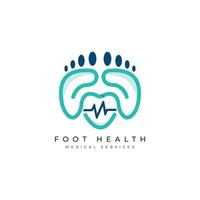salutare piede logo design modello piedi medico cura assistenza sanitaria minimo linea arte concetto vettore