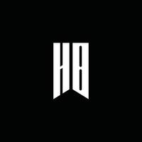 monogramma logo hb con stile emblema isolato su sfondo nero vettore