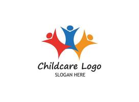 bambini cura, famiglia, beneficenza vettore logo emblema design modello.