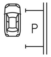 auto parcheggio lotto linea icona, box auto servizio cartello vettore