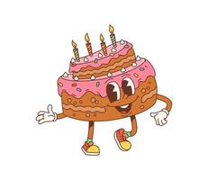 retrò cartone animato Groovy compleanno torta personaggio vettore