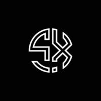 modello di progettazione del profilo di stile del nastro del cerchio del logo del monogramma sx vettore