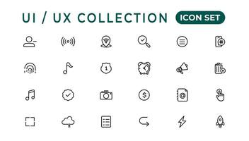 mega impostato di ui UX icona impostare, utente interfaccia iconset collezione.set di magro linea ragnatela icona impostare, semplice schema icone collezione, pixel Perfetto icone, semplice vettore illustrazione.