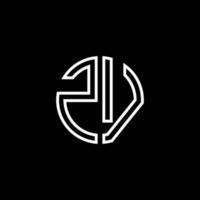 modello di progettazione del profilo di stile del nastro del cerchio del logo del monogramma di zv vettore