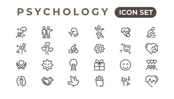 psicologia e mentale linea icone collezione.set di magro linea ragnatela icona impostare, semplice schema icone collezione, pixel Perfetto icone, semplice vettore illustrazione.